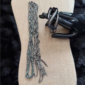 Silver Rhinestone Necklace and Gunmetal Black Bangle Bracelet